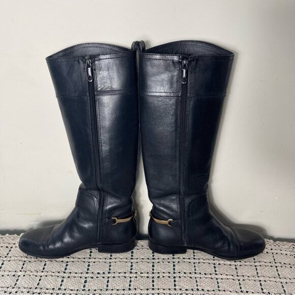 Tory Burch Black Leather Riding Boots Women's Size: 7M Gold hardware - Picture 8 of 14